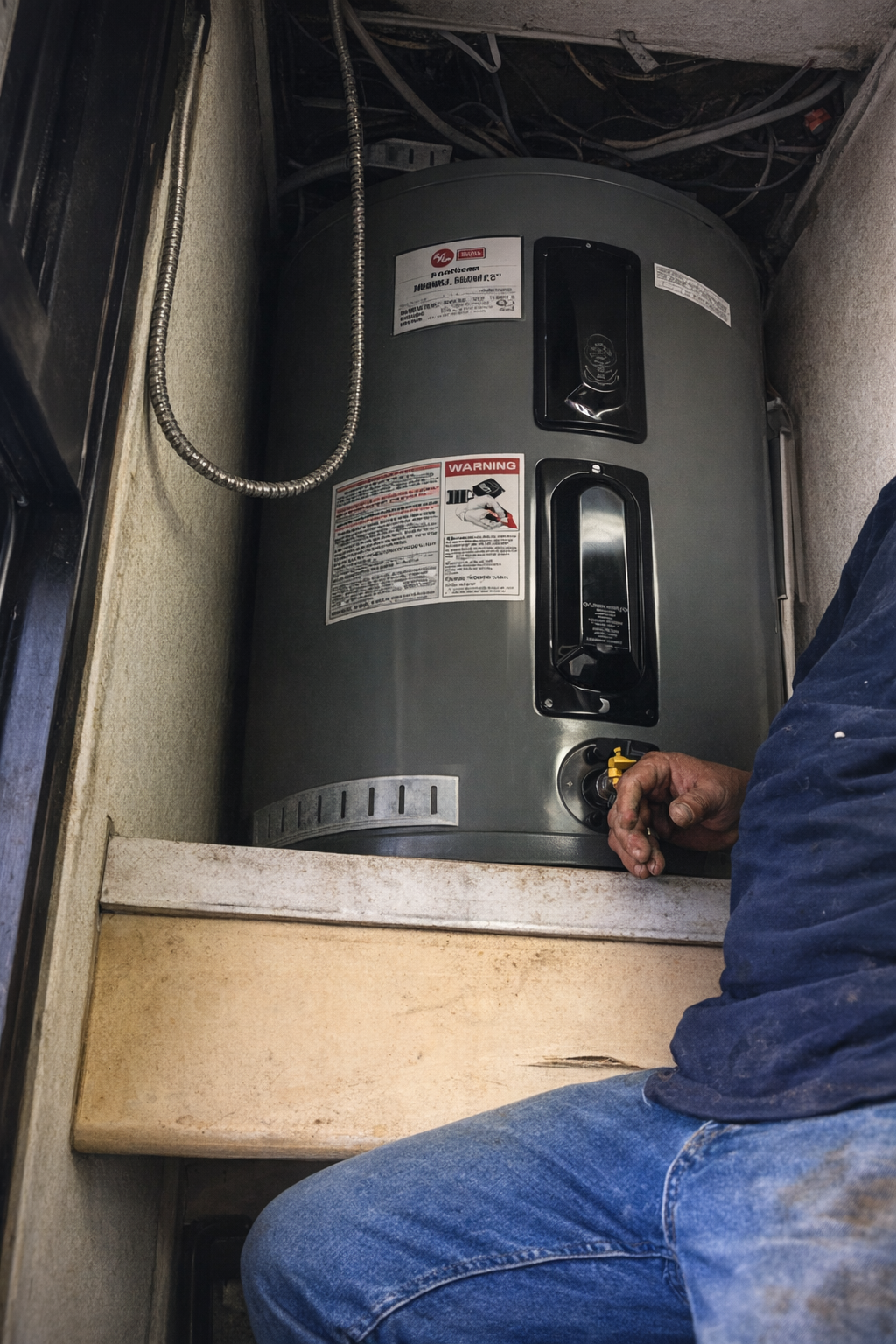 Water heater service and installation in progress